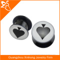 Acrylic heart shaped tunnel ear plug thread plug gauge costume fashion jewelry